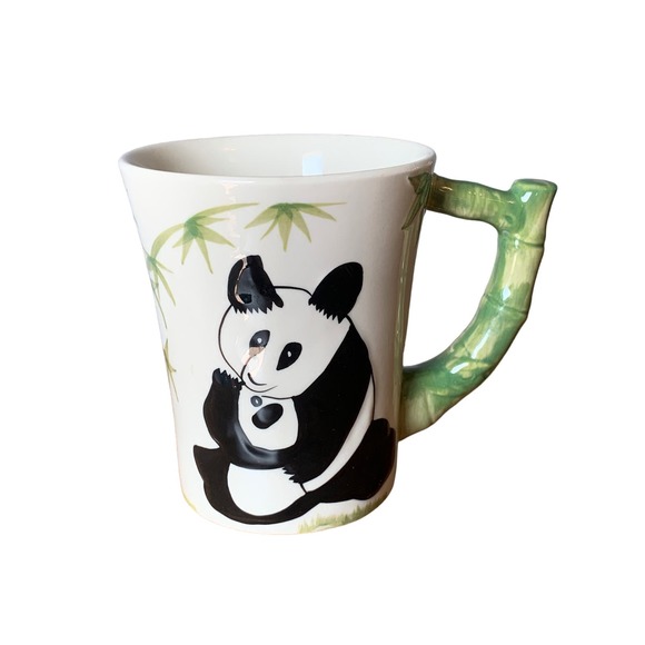 Panda Mug Stoneware Pier 1 Imports Hand Painted - Deadstock Rare - Picture 1 of 11